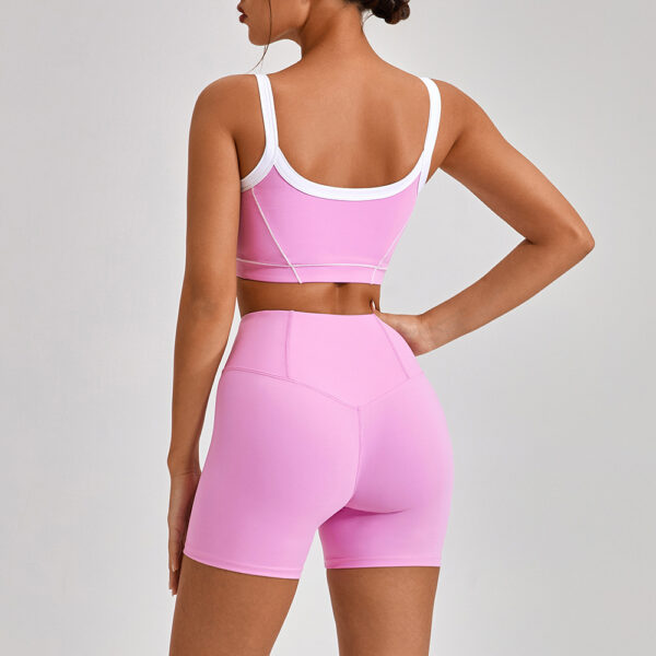 Outdoor Sports Yoga Suits Women's Spaghetti Strap Contrast Color Fitness Set Outfits - Image 8